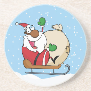 Black Santa Riding Sled Underlägg