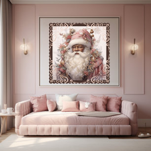 Black Santa Surroded by Soft Rosa Nature Poster