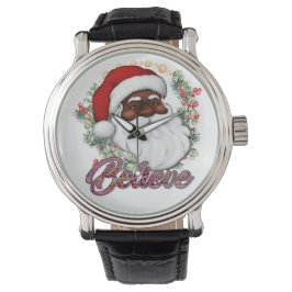 Black Santa Tro Melanin Man jul Cheer Armbandsur