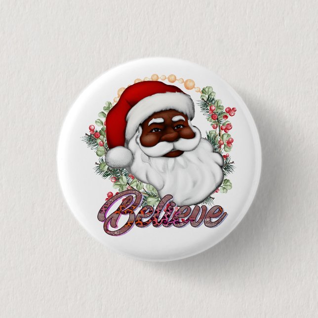 Black Santa Tro Melanin Man jul Cheer Knapp (Framsida)