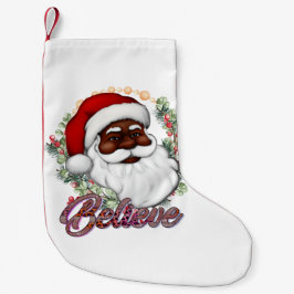 Black Santa Tro Melanin Man jul Cheer Liten Julstrumpa