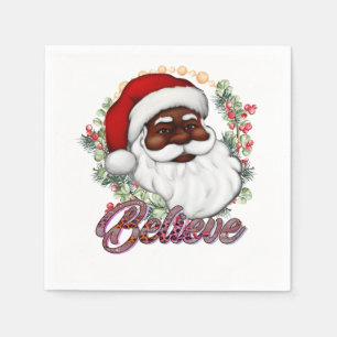 Black Santa Tro Melanin Man jul Cheer Pappersservett