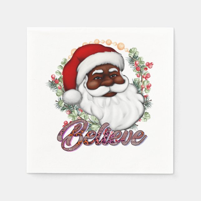 Black Santa Tro Melanin Man jul Cheer Pappersservett (Framsidan)