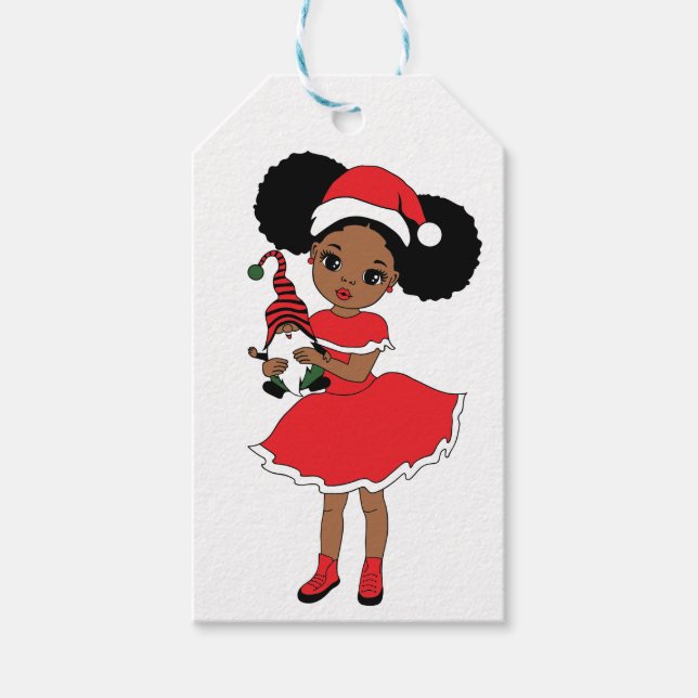 Black Santa Tro Melanin Man jul Cheer Presentetikett (Framsidan)