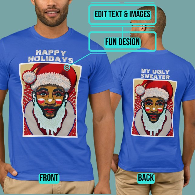 Black Santa Ugly Helgdag ’Sweater’ T Shirt (Please enjoy our design and see the others in the collection.)
