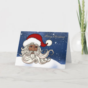 Black Santa With Snö God jul Helgkort