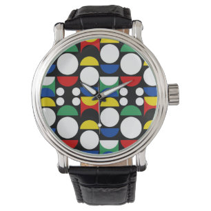 Black Scandinavian Bauhaus Mid-Century Mönster Armbandsur
