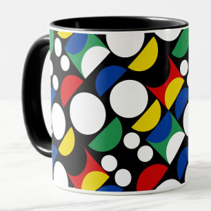 Black Scandinavian Bauhaus Mid-Century Mönster Mugg