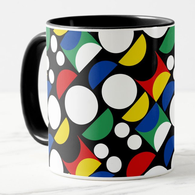 Black Scandinavian Bauhaus Mid-Century Mönster Mugg (Skapare uppladdad)