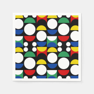 Black Scandinavian Bauhaus Mid-Century Mönster Pappersservett