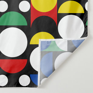 Black Scandinavian Bauhaus Mid-Century Mönster Tyg