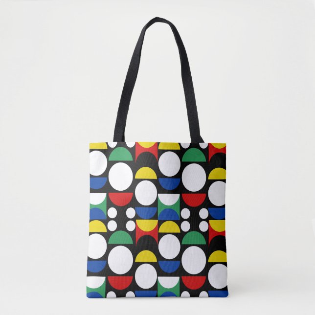 Black Scandinavian Bauhaus Mid-Century Mönster Tygkasse (Framsida)