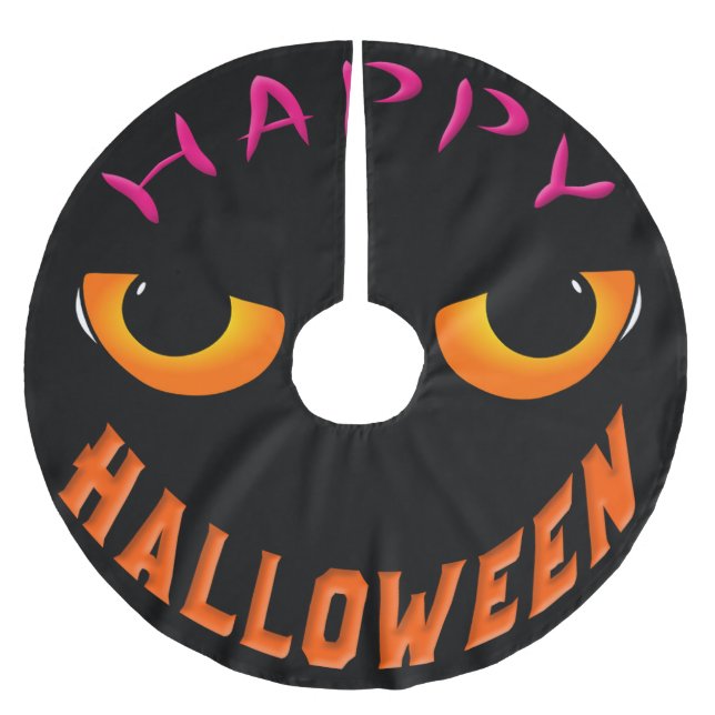 Black Scary Ansikte Happy halloween Julgransmatta Borstad Polyester (Framsidan)