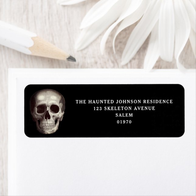 Black Scary Skull Halloween-Returadress Returadress Etikett (Insitu)