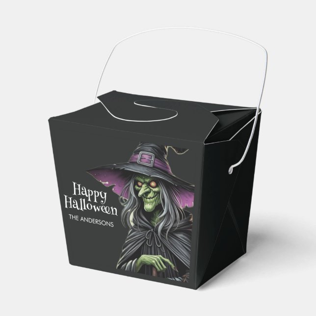 Black Scary Witch Happy halloween Presentaskar (Framsidan Sidan)