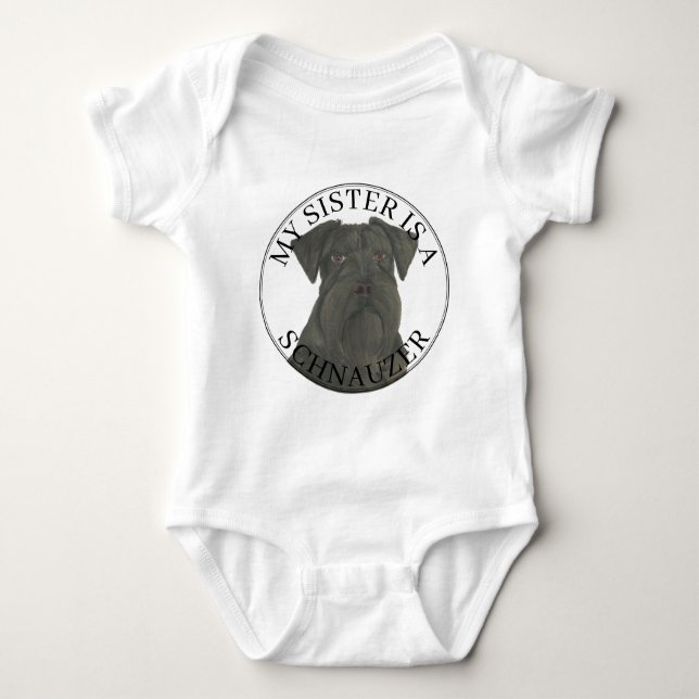 Black Schnauzer Hund Big Sister T Shirt (Framsida)