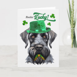 Black Schnauzer Hund Feelin' Lucky St patrick's da Helgkort