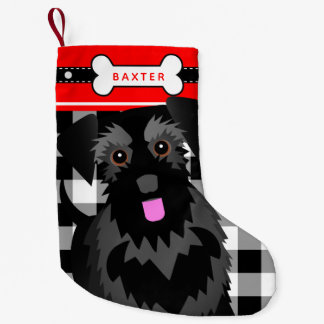 Black Schnauzer Hund Old Fashioned Play Small Chri Liten Julstrumpa