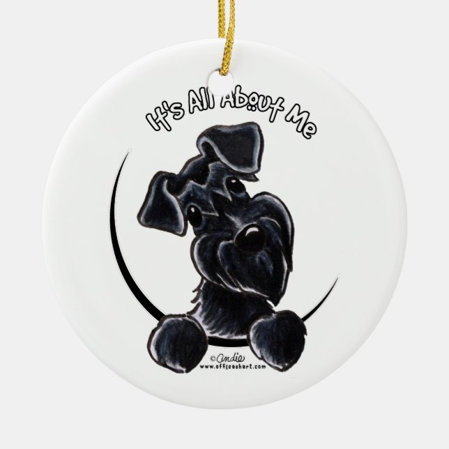 Black Schnauzer IAAM Personlig Julgransprydnad Keramik (Framsidan)