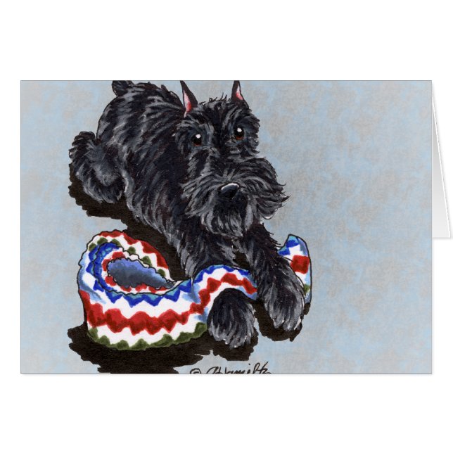 Black Schnauzer Mysigt Blanket Anpassningsbar Hälsningskort (Framsidan Horizontal)