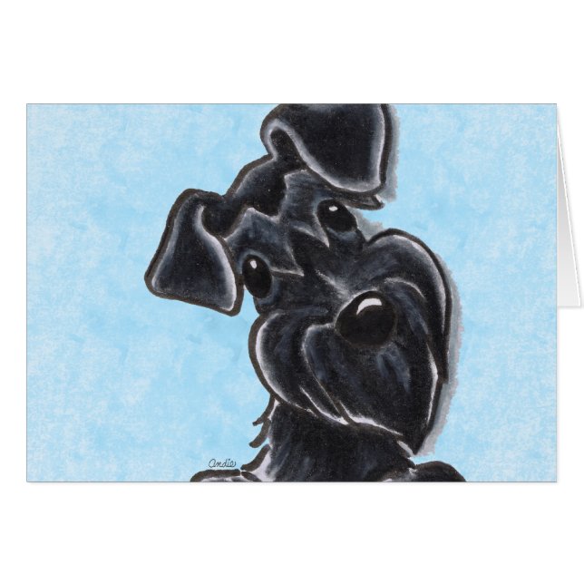 Black Schnauzer Natural Öron Anpassningsbar Hälsningskort (Framsidan Horizontal)