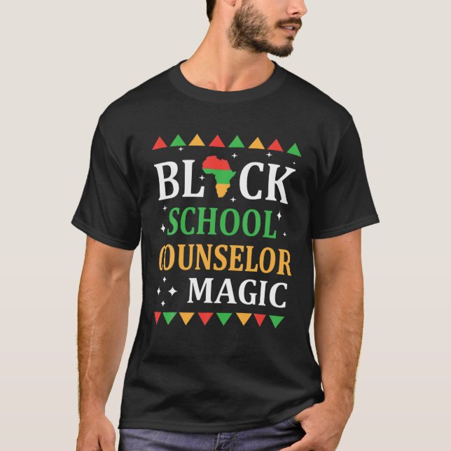 Black School Counselor Magic Black History Month T Shirt (Framsida)