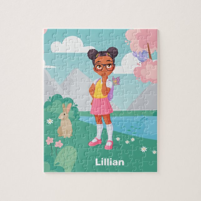 Black School Girl Personlig Jigszle Puzzle Pussel (Vertikal)