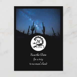 Black Scorpion Silhouette Monogram Photo Inbjudan Vykort