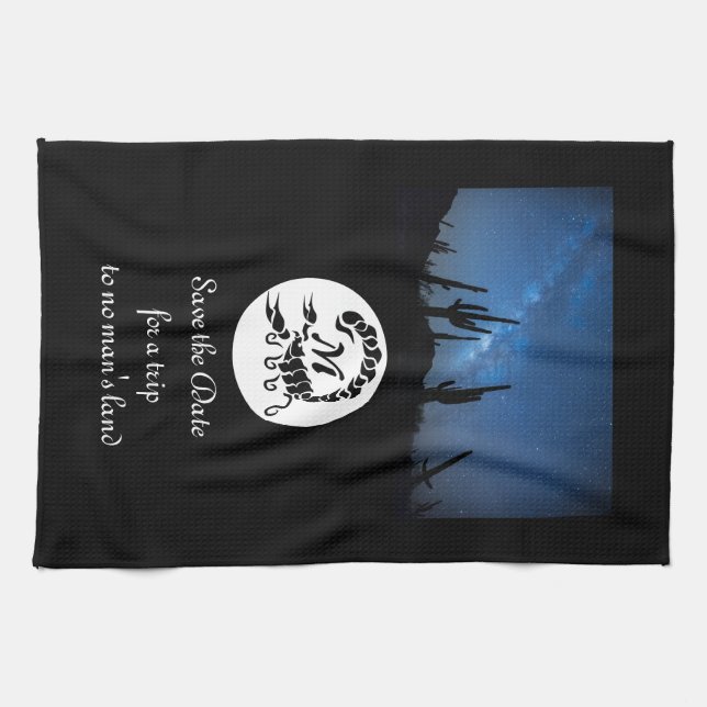 Black Scorpion Silhouette Monogram Photo Kökshandduk (Horisontell)