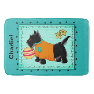 Black Scottie Hund Personlig Turocise Teal Badrumsmatta
