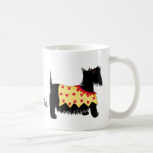 Black Scottie Terrier Hund Gult Namn Personlig Kaffemugg