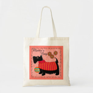 Black Scottie Terrier Hund Namn Personlig Red Tygkasse