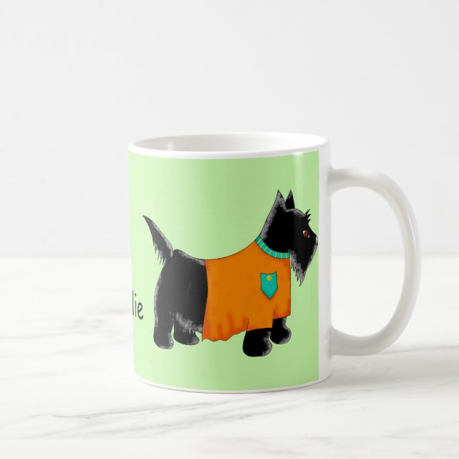 Black Scottie Terrier Hund Orange Namn Personlig Kaffemugg (Höger)