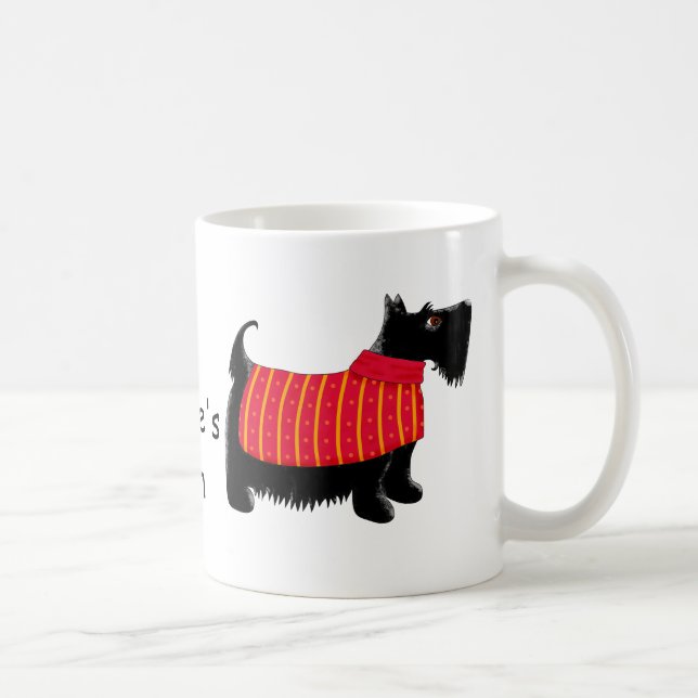 Black Scottie Terrier Hund Orange Namn Personlig Kaffemugg (Höger)