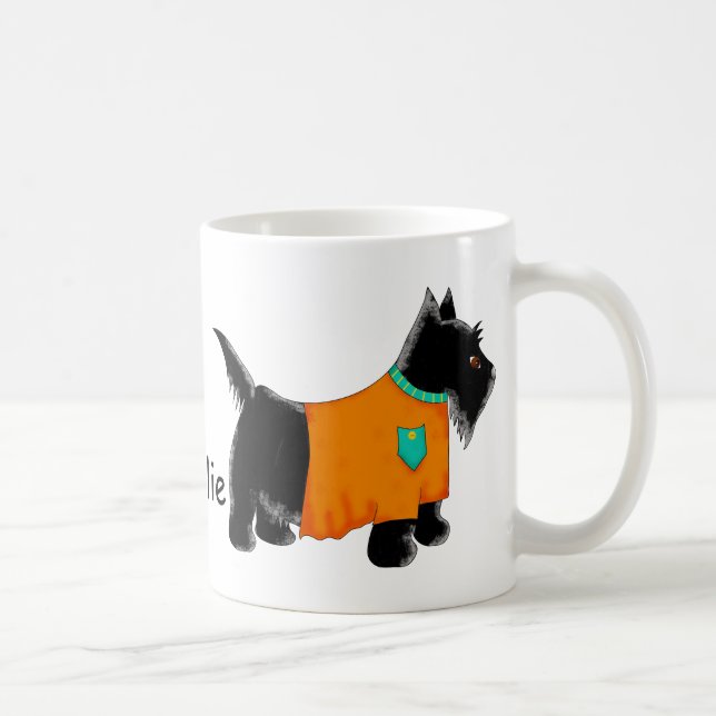 Black Scottie Terrier Hund Orange Namn Personlig Kaffemugg (Höger)