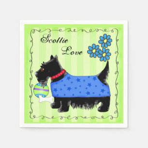 Black Scottie Terrier Hund Personlig Grönt Pappersservett