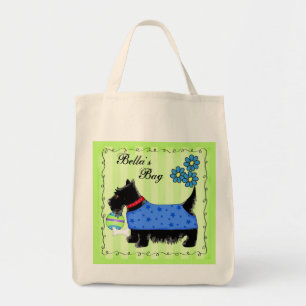 Black Scottie Terrier Hund Personlig Grönt Tygkasse