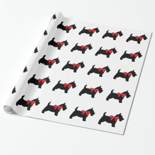 Black Scottie with Red Bow Wrapping Papper Presentpapper