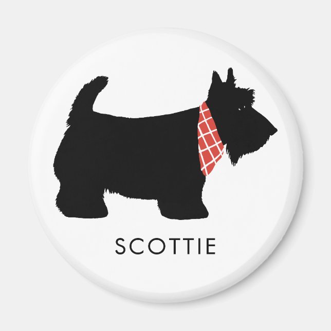 Black Scottish Terrier Hund Add Namn Magnet (Framsidan)