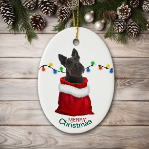 Black Scottish Terrier Hund Helgdag Gift Bag Julgransprydnad Keramik