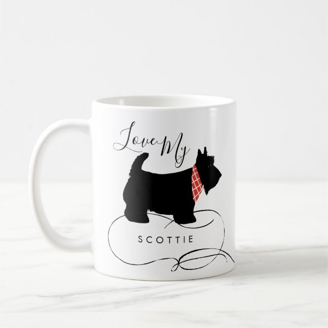 Black Scottish Terrier Hund Kärlek My Scottie Kaffemugg (Vänster)