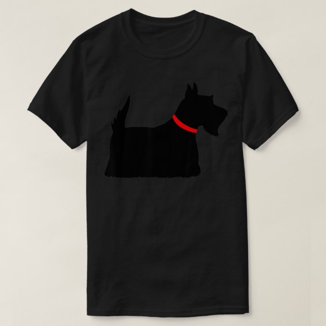 Black Scottish Terrier med Red Collar Scottie Hund T Shirt (Design framsida)