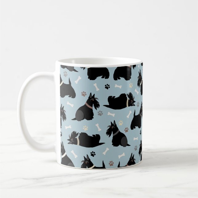 Black Scottish Terrier Tass och Bones Coffee Mugg (Vänster)