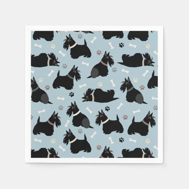 Black Scottish Terrier Tass och Bones Napkins Pappersservett (Framsidan)