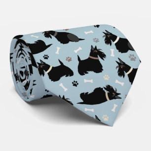 Black Scottish Terrier Tass och Bones Neck Tie Slips