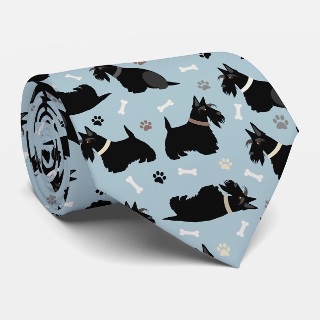 Black Scottish Terrier Tass och Bones Neck Tie Slips (Rullad)
