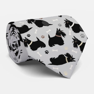 Black Scottish Terrier Tass och Bones Neck Tie Slips