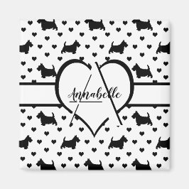 Black Scottish Terriers (Scottie Hundar) - White Magnet