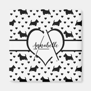 Black Scottish Terriers (Scottie Hundar) - White Magnet