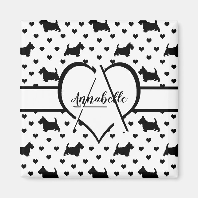 Black Scottish Terriers (Scottie Hundar) - White Magnet (Framsidan)